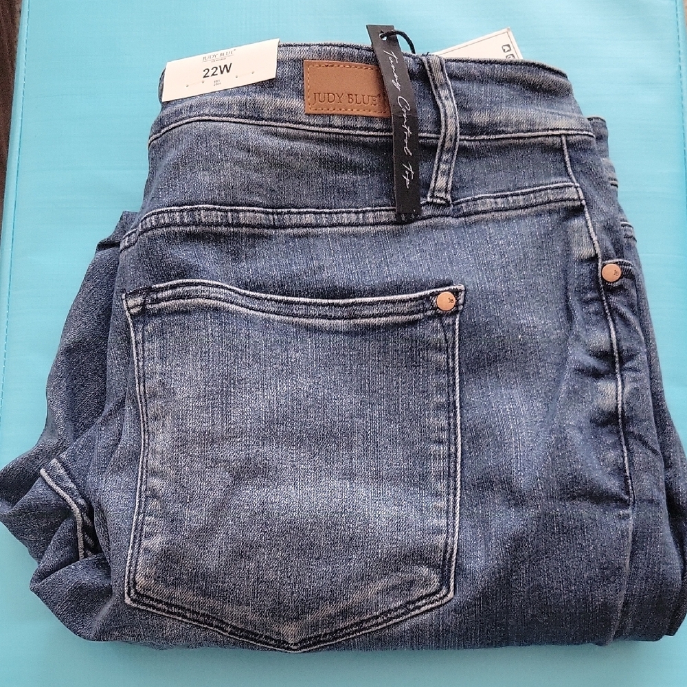 FOR CAAS52.         Judy Blue Tummy Control High Waist Blue Denim Jeans 22W